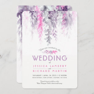 Wasserfarbene Weintraube Rosa lila graue Hochzeit Einladung