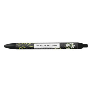 Wasserfarbene weiße Schneeröcke und Laurel Damask Kugelschreiber