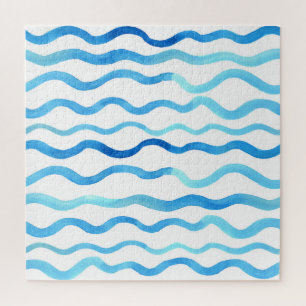 Wasserfarbene Wellen: Blau Türkis Nahtlos. Puzzle