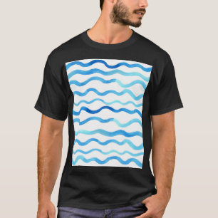 Wasserfarbene Wellen: Blau Türkis Nahtlos. T-Shirt