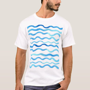 Wasserfarbene Wellen: Blau Türkis Nahtlos. T-Shirt