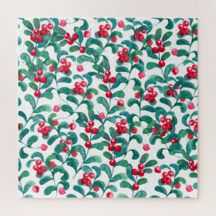 Wasserfarbene Wildbeeren, nahtloses Muster. Puzzle