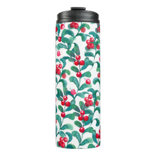 Wasserfarbene Wildbeeren, nahtloses Muster. Thermosbecher