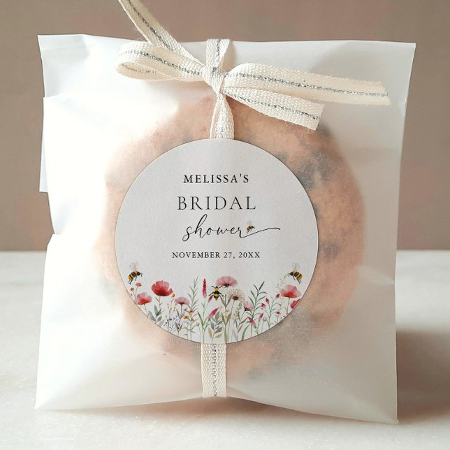 Wasserfarbene Wildblume bedeutet Brautparty zu sei Runder Aufkleber (Von Creator hochgeladen)