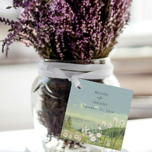 Wasserfarbene Wildblume Bergwelt Hochzeit Geschenkanhänger