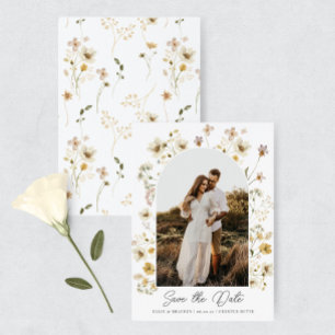 Wasserfarbene Wildblume Hochzeitsstich Foto Save t The Date