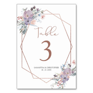 Wasserfarbene Wildblume Kupfergeometrische Hochzei Tischnummer