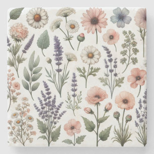 Wasserfarbene Wildblume Stilvolle Frühlings- und S Steinuntersetzer