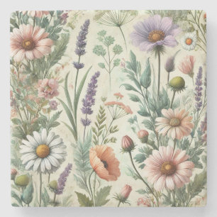 Wasserfarbene Wildblume Stilvolle Frühlings- und S Steinuntersetzer