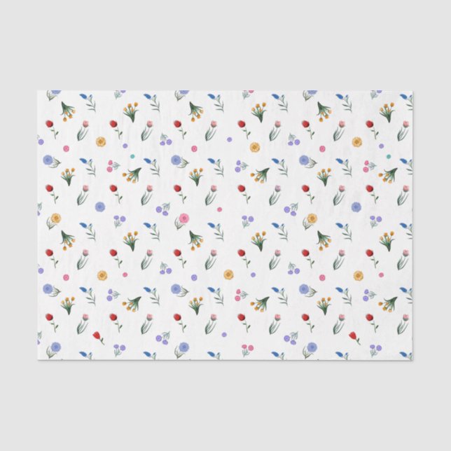 Wasserfarbene Wildblumen Handgemalt Seidenpapier (Vorderseite)