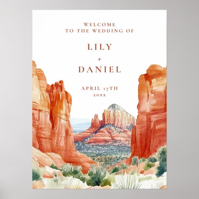 Wasserfarbene Willkommensschilder für eine Wüstenh Poster (Vorne)