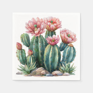 Wasserfarbene Wüste Blume Kakteen. Serviette