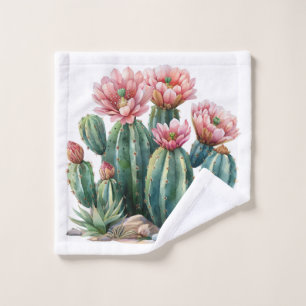 Wasserfarbene Wüste Blume Kakteen. Waschlappen