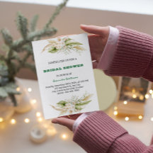 Wasserfarbene zarte grüne Brautdusche Einladung