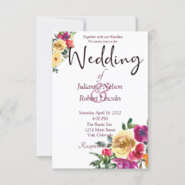 Wasserfarbene Zitrone und Magenta Hochzeit mit Blu Einladung