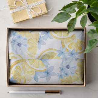 Wasserfarbene Zitronen und Blume Gewebpapier Seidenpapier