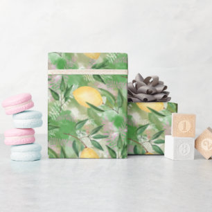 Wasserfarbene Zitronen Zitrusfrüchte Natur frisch  Geschenkpapier