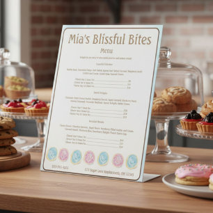 Wasserfarbene Zuckerkuchen-Bäckerei-Preismenu Sockelschild