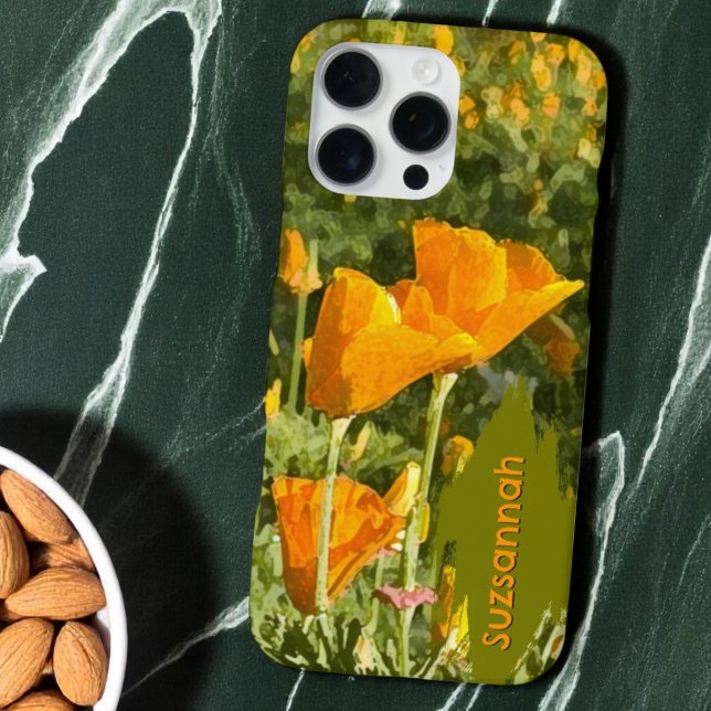 Wasserfarbeneffekt California Mohn Foto Custom iPhone Hülle (back custom of template iPhone case)