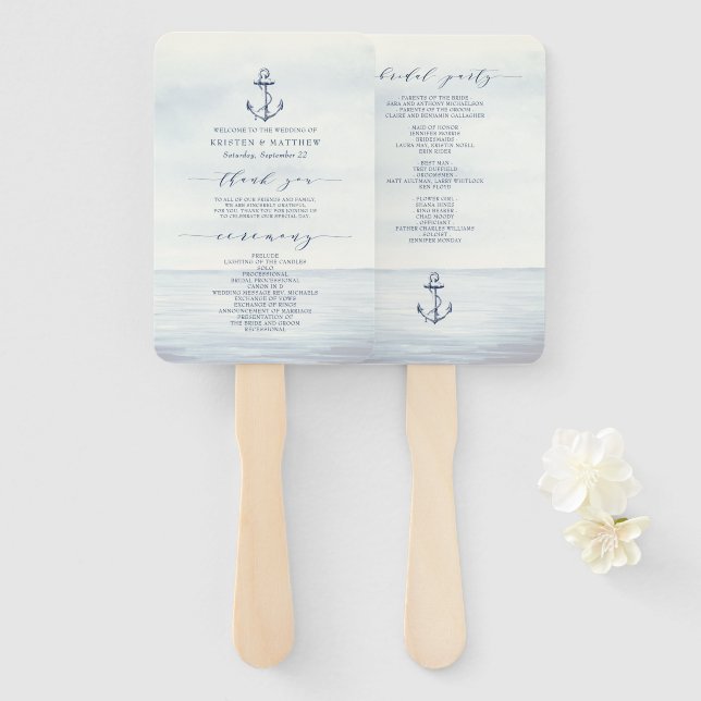 Wasserfarbeneiche Hochzeit des Nautic Anchor Fächer (Vorne und Hinten)