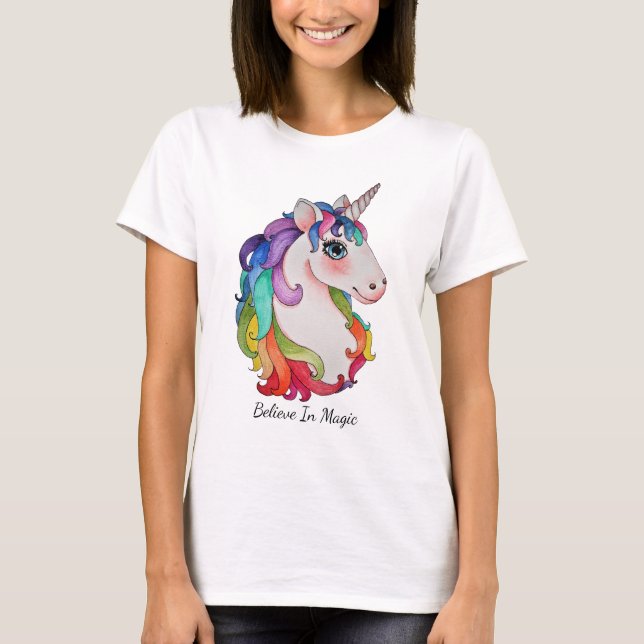 Wasserfarbeneintöne mit Regenbogenhaar T-Shirt (Vorderseite)