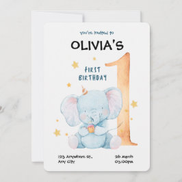 WasserfarbenElefant Einladung zum ersten Geburtsta