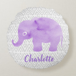 WasserfarbenElephant Shibori Primitive Zickzack Rundes Kissen