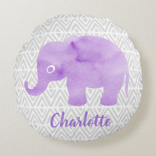 WasserfarbenElephant Shibori Primitive Zickzack Rundes Kissen