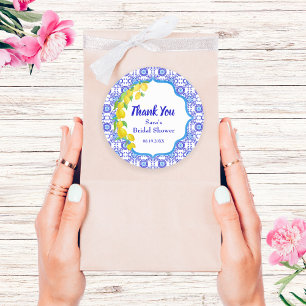 Wasserfarbenen Zitronen Amalfi Hochzeit Dankeschön Runder Aufkleber