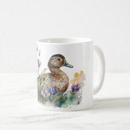 Wasserfarbenente in Blume Kaffeetasse