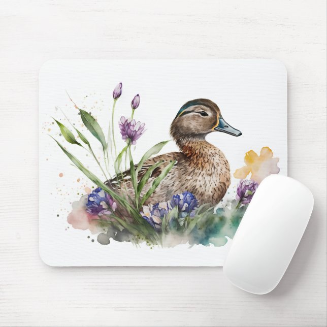 Wasserfarbenente in Blume Mousepad (Mit Mouse)