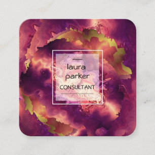 Wasserfarbener abstrakter Spritzer Pinsel Minimal  Quadratische Visitenkarte