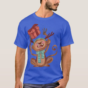 Wasserfarbener Affe Weihnachtsbaum Lichter Weihnac T-Shirt
