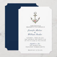 Wasserfarbener Anker mit Hochzeit von Blume