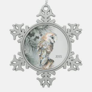 Wasserfarbener Barn Bwl Bird Nature Schneeflocken Zinn-Ornament