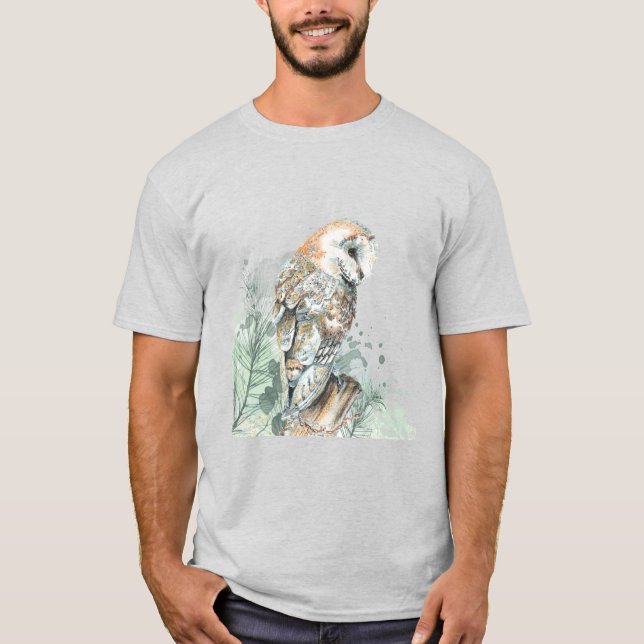 Wasserfarbener Barn Bwl Vogel Natur T-Shirt (Vorderseite)