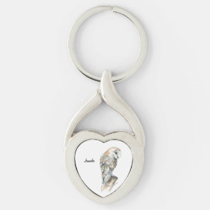 Wasserfarbener Barn Owl Bird Nature Individuelle N Schlüsselanhänger