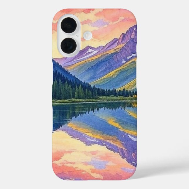 Wasserfarbener Berg Landschaft Case-Mate iPhone Hülle (Rückseite)