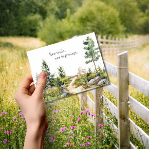 Wasserfarbener Bergweg Ankündigung Postkarte