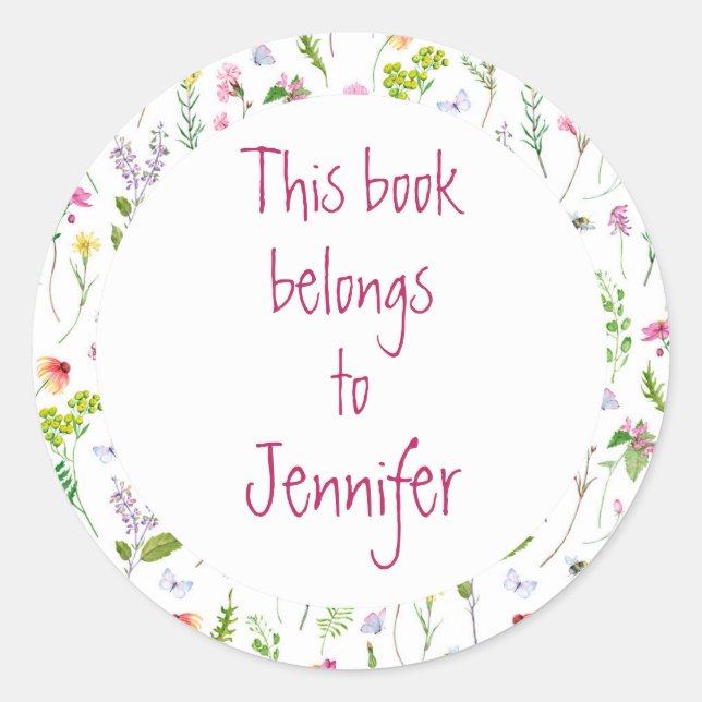 Wasserfarbener Blumengarten Benutzerdefinierte Bib Runder Aufkleber (Vorderseite)