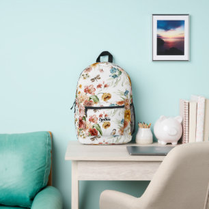 Wasserfarbener Blumenmuster im Vintage-Stil des 17 Bedruckter Rucksack