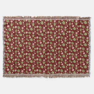 Wasserfarbener Blumenmuster roter Wurfdecke Decke