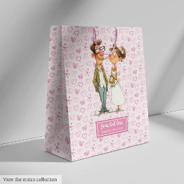 Wasserfarbener Cartoon Hochzeitscouch Spaß Geschen Mittlere Geschenktüte