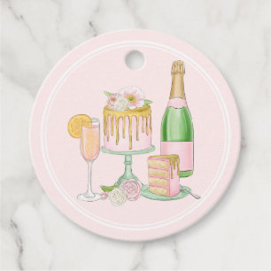 Wasserfarbener Champagner und Tropfen Bridal Brunc Geschenkanhänger
