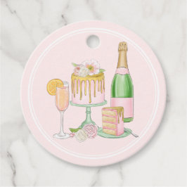 Wasserfarbener Champagner und Tropfen Bridal Brunc Geschenkanhänger