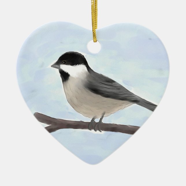 Wasserfarbener Chickadee Ornament (Vorne)
