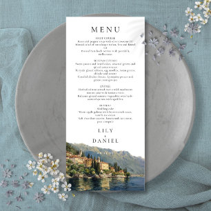 Wasserfarbener Comer See Hochzeit in Urlaubsort It Menükarte