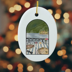 Wasserfarbener Comer See Italien Keramik Ornament