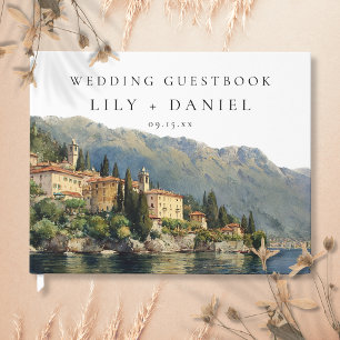 Wasserfarbener Comer See Italienische Hochzeit Gästebuch