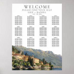 Wasserfarbener Comer See Italienische Hochzeitssti Poster